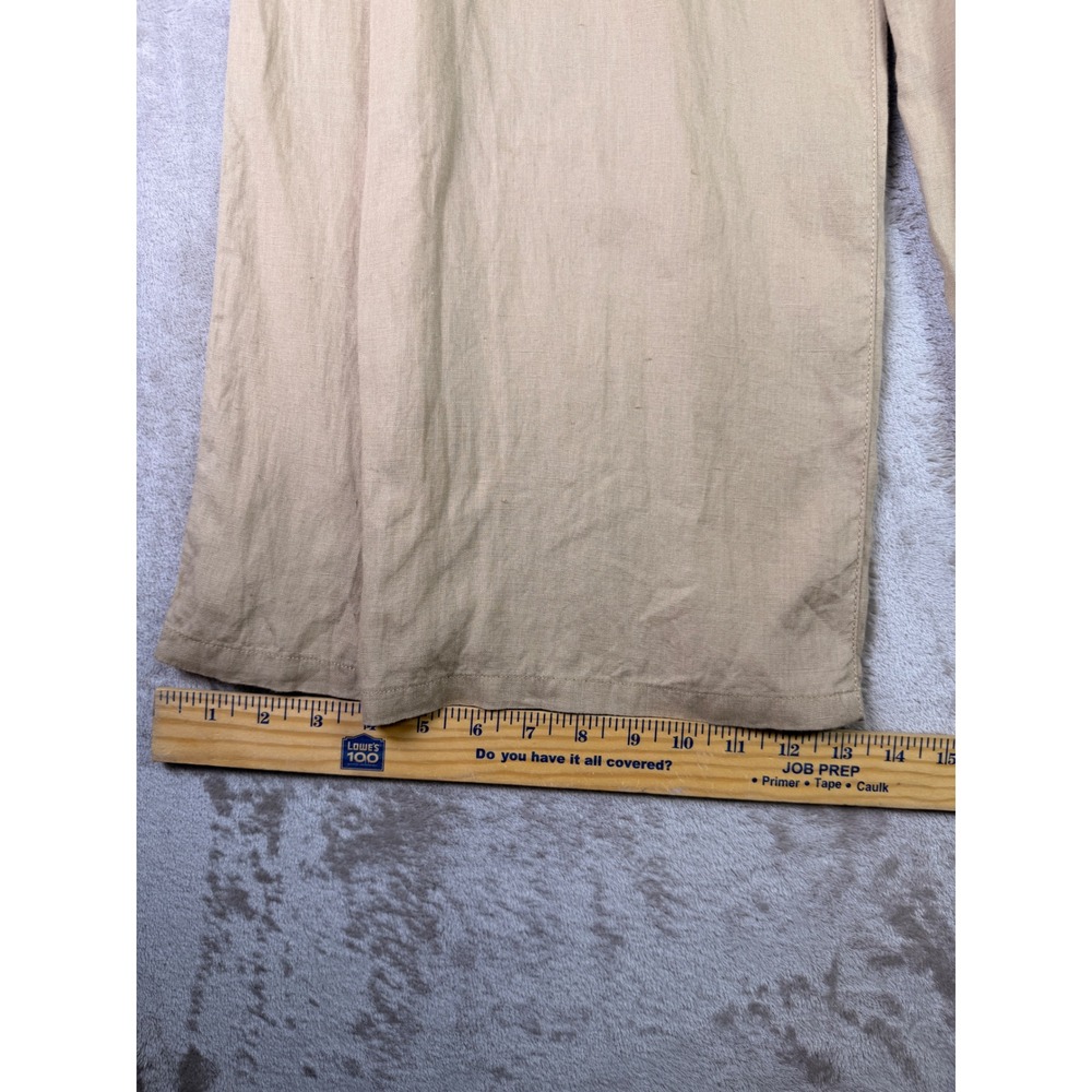 Emporio Armani Womens Size 26 Linen Beige High Waist Wide Leg Trousers Pants - Picture 11 of 12
